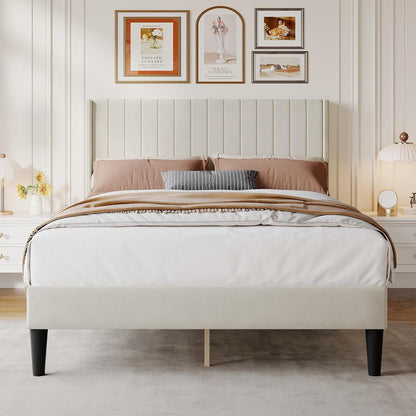 dumos full size velvet bed frame with upholstered, main product view