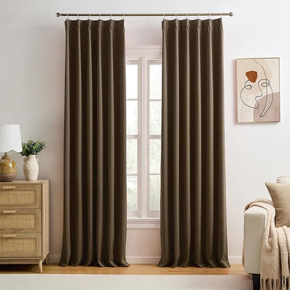 KEQIAOSUOCAI Chocolate Brown Blackout Curtains 108 Inches Long 9 feet Tall by KEQIAOSUOCAI