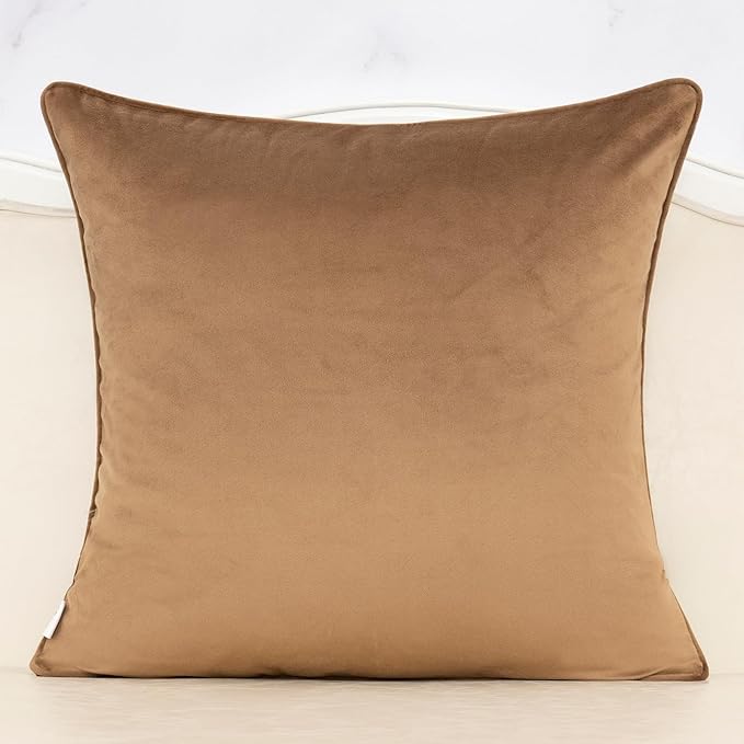 Alerfa Brown Floral Throw Pillow Cover 18 x 18 Inch Cut Velvet Sqaure Luxury - Image 2