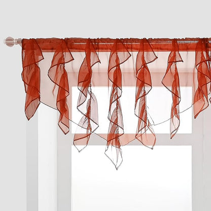 PearAge Ruffled Voile Semi Sheer Curtain Valance, Kitchen Living Room Shabby by PearAge