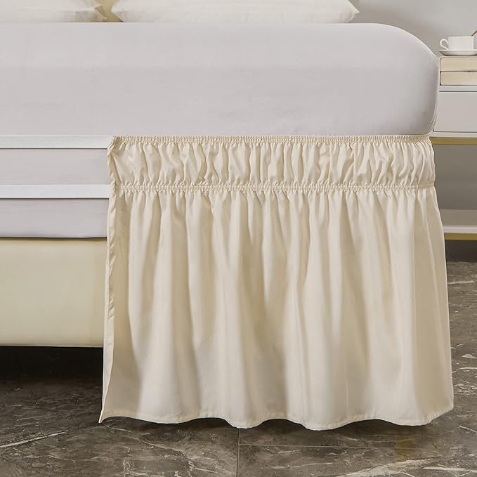MEILA Wrap Around Bed Skirt Three Fabric Sides Elastic Dust Ruffled 18 Inch - Image 4
