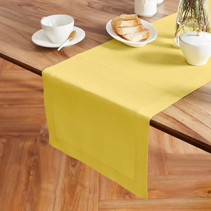 Solino Home Linen Yellow Table Runner 90 Inches Long - Image 2