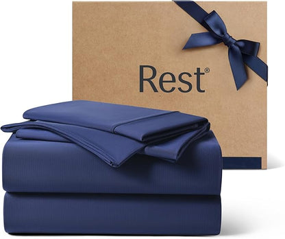 REST® Evercool®+ Cooling Sheet Set, Cali King, Midnight Blue, Breathable Bed by REST