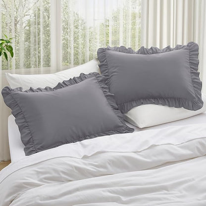 KKJIAF Ruffle Pillow Cases Standard Size Set of 2, Ruffled Pillow Covers - Image 2