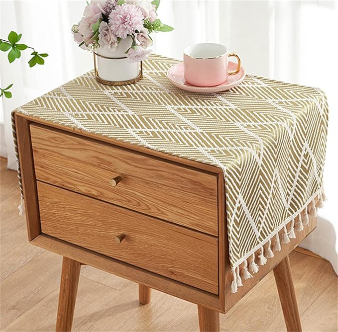 Rectangular Tablecloth Cloth, Tassel Design, Protects Furniture, All-Season by Tablecloth
