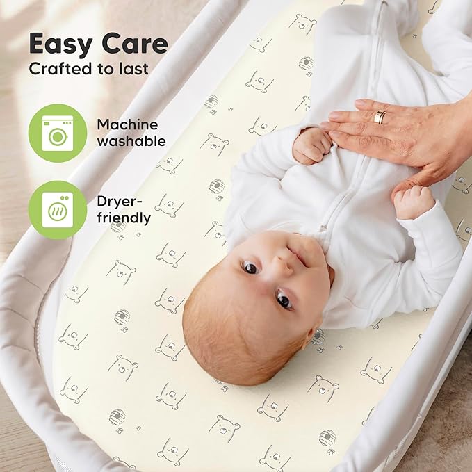 2-Pack Organic Bassinet Sheets for Girls, Boys - Image 7