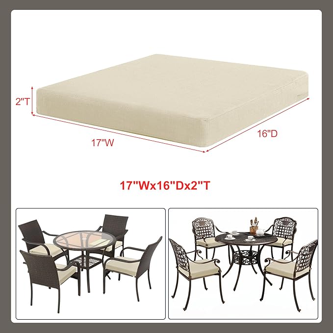 Favoyard Outdoor Chair Cushion Set of 4 Rainproof & Color Fade Resistant 17 x - Image 3