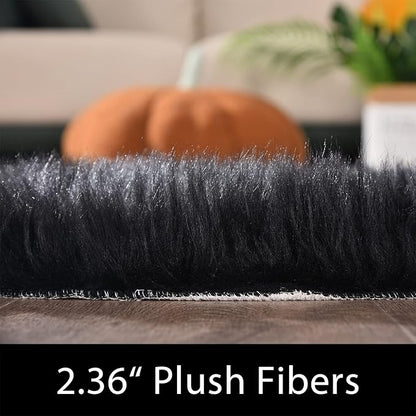 Latepis Black Round Rug 3ft Small Circle Rugs - Image 2