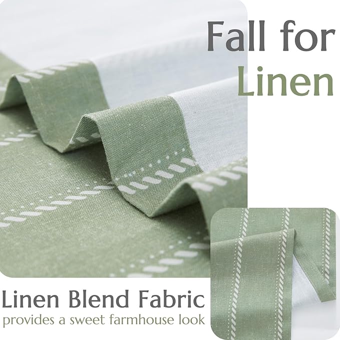 jinchan Nautical Striped Linen Kitchen Curtains 24 Inches Farmhouse Tier Cafe - Image 5