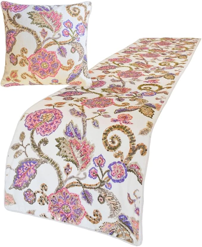 The HomeCentric King/Queen/Twin White & Pink Designer CA King 86"x18" Bed - Image 4