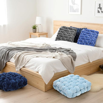 Wenqik 4 Pcs Square Knot Pillows Knotted Plush Soft Throws Accent Pillows - Image 5