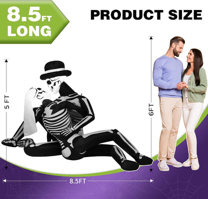 ZPISF 8.5 FT Giant Halloween Inflatables Cuddling Skeleton Couple