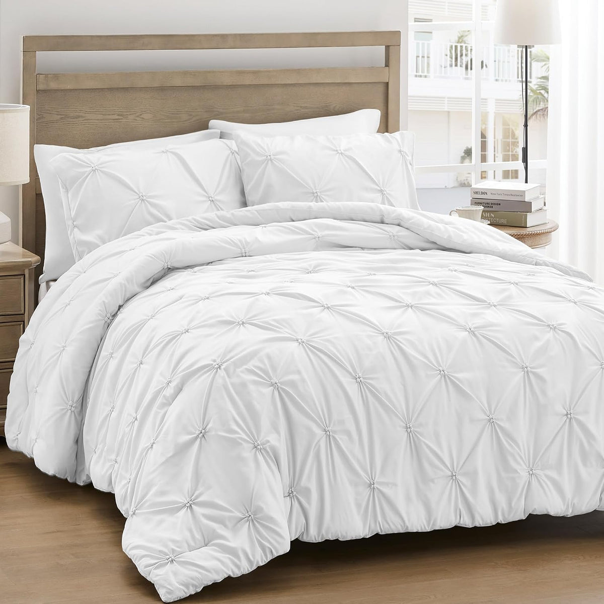 unikome queen comforter set white - ultra soft, main product view