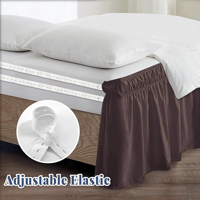 Full Bed Skirt, Elastic Wrap Around Bed Skirt Full Size, Bed Skirts - Image 4