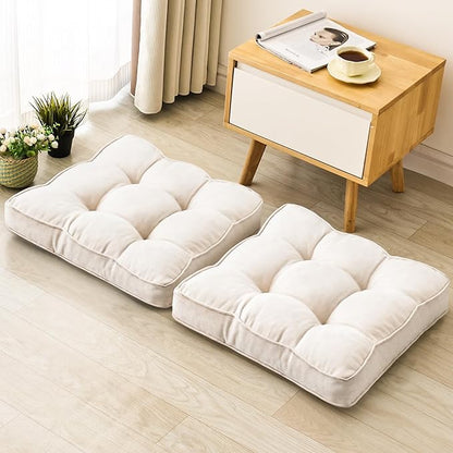 Floor Pillow Set of 2, Memory Foam Floor Cushions by 1MIDDLEONE