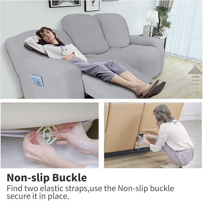 Easy-Going 6 Pieces Recliner Loveseat Stretch Sofa Slipcover Sofa Cover - Image 3