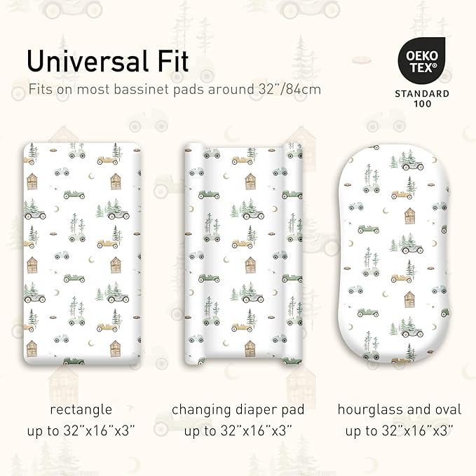 Gllquen Baby Bassinet Sheets 4 Pack, Breathable Cozy Fitted Mattress Sheet - Image 5