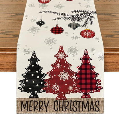 Artoid Mode Red Pine Trees Merry Christmas Table Runner, Winter Xmas Holiday by ArtoidMode