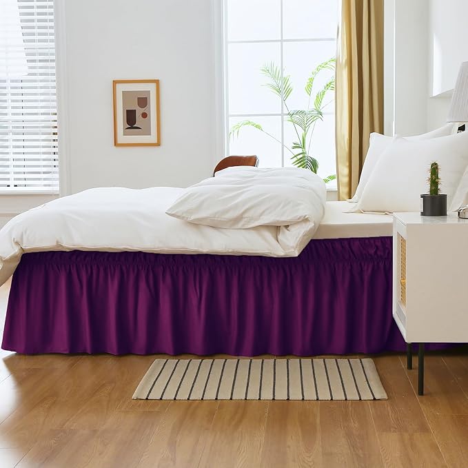 MEILA Queen Bed Skirt, Wrap Around Ruffle Bed Skit - Image 4