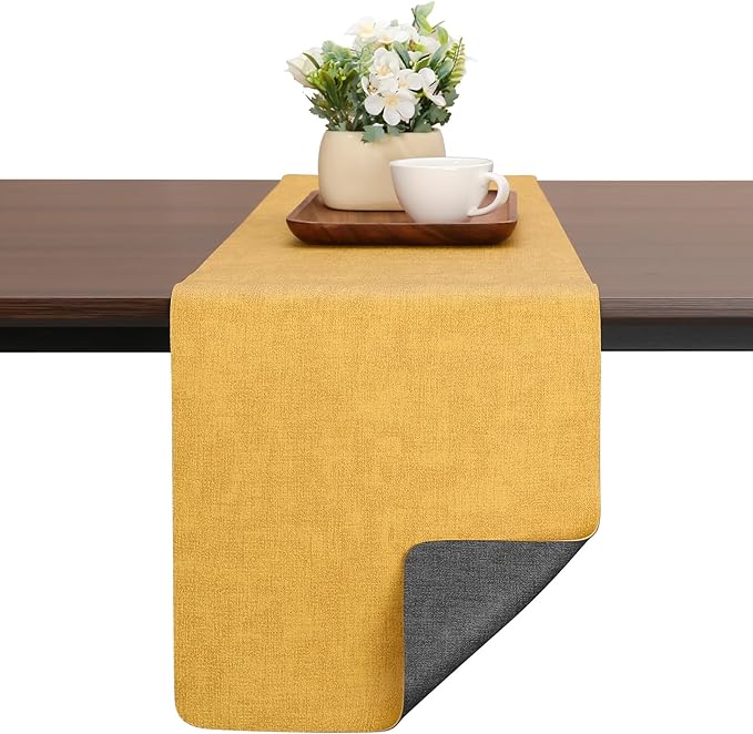 Table Runners 55 Inches Long, Dual-Sided Faux Leather Farmhouse Table Runner by Chitomars