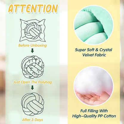 Yerliker 4 Pcs Knot Pillow Ball, 8.7 Inches Soft Home Decorative Round Throw - Image 3