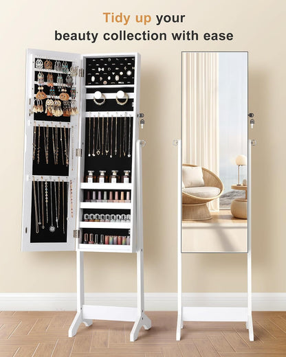 nicetree freestanding jewelry cabinet, full length mirror, moon, close-up detail