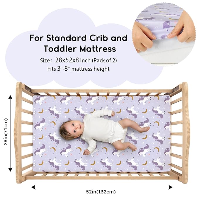 Yoofoss Baby Crib Sheets for Boys Girls, Fitted Crib Sheet 2 Pack for Standard - Image 2