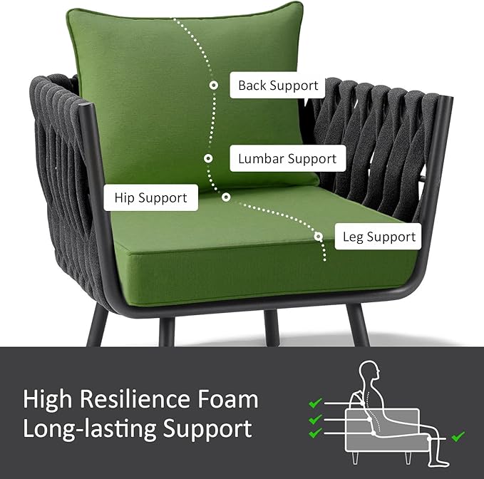 Outdoor Patio Chair Cushions Set, Water-Repellent, Fade Resistant, Deep Seat - Image 4