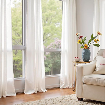 jinchan Linen Blend Curtains 90 inch Length 2 Panels - Image 6