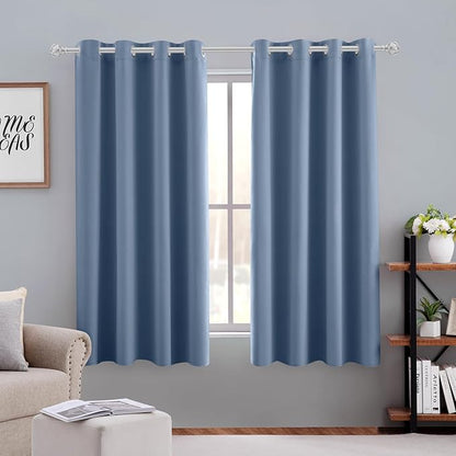 HOMEIDEAS Stone Blue Blackout Curtains 52 X 63 inches Long 2 Panels Room by HOMEIDEAS