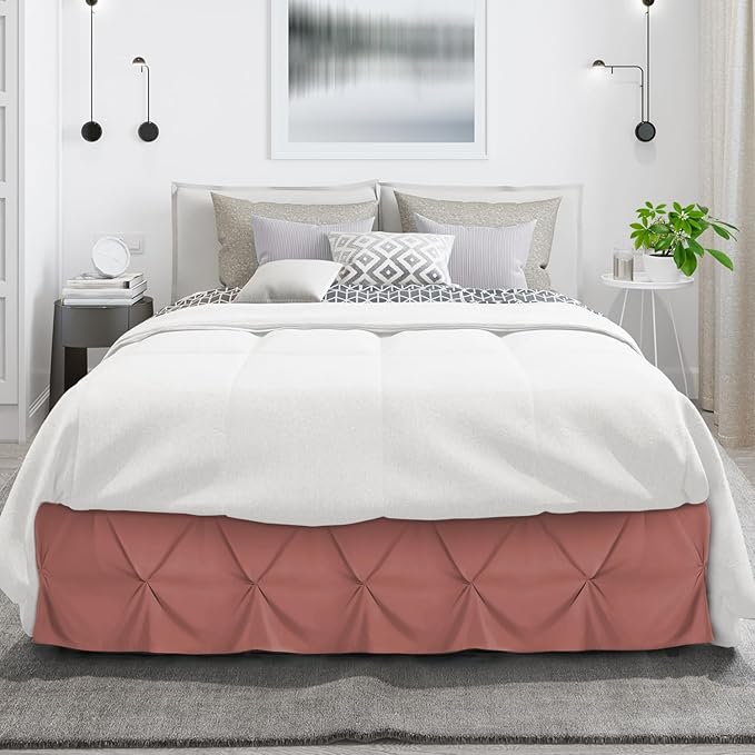 Nestl Pink Clay Bed Skirt Twin Size, Pinch Pleat Twin Bed Skirt, Hotel Quality - Image 2