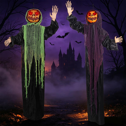 yosager 2 Pack Halloween Decorations, 6 FT Lighted Hanging Pumpkin Men