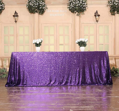SquarePie Sequin Tablecloth 60 x 120 Inch Purple Sparkly Table Cloth for Halloween Wedding Party