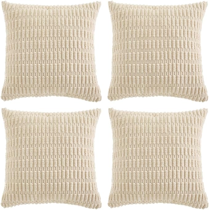 Fancy Homi 4 Packs Boho Cream Decorative Throw Pillow Covers 26x26 Inch by Fancy+Homi