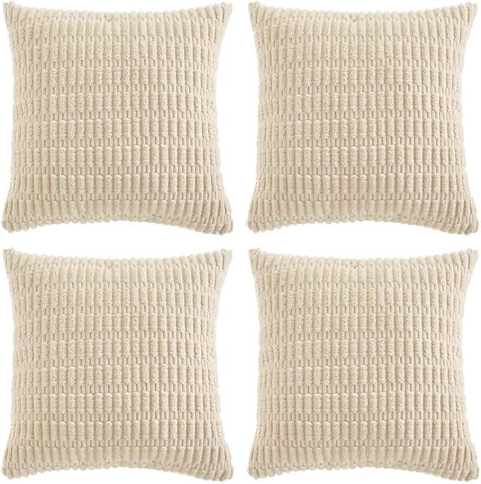 Fancy Homi 4 Packs Boho Cream Decorative Throw Pillow Covers 14x14 Inch by Fancy+Homi