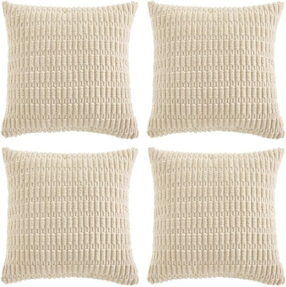 Fancy Homi 4 Packs Boho Cream Decorative Throw Pillow Covers 14x14 Inch by Fancy+Homi
