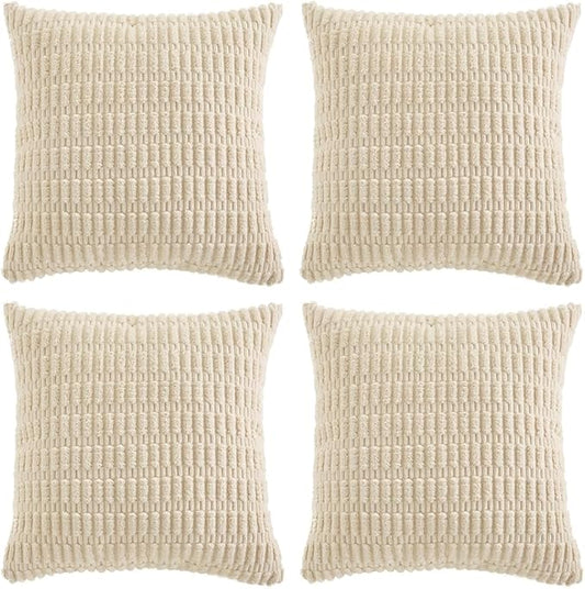 Fancy Homi 4 Packs Boho Cream Decorative Throw Pillow Covers 14x14 Inch by Fancy+Homi