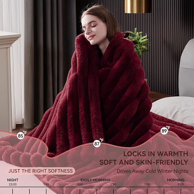 Fluffy Faux Fur Throw Blanket, Thick 1000GSM Soft Cozy Throw Blankets - Image 7