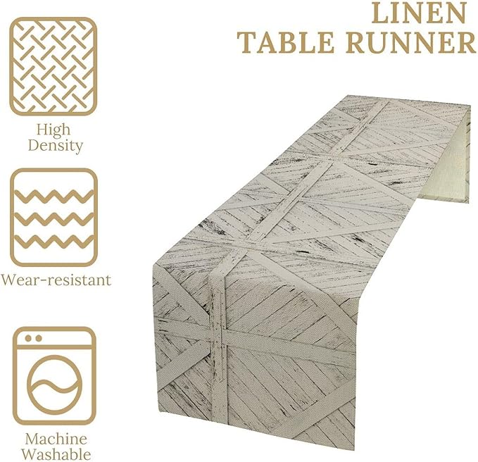 Rustic Wooden Plank Table Runner Retro Wood Texture Farmhouse Barn Door Kitchen - Image 7