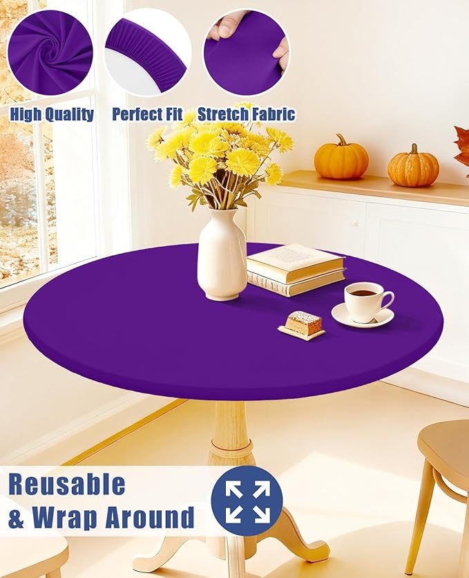 Round Spandex Tablecloth, Elastic Fitted Waterproof Tablecloths - Image 5