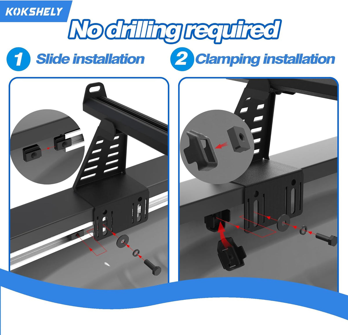 65.4’’ adjustable truck bed rack cross bars (2-pack), package contents