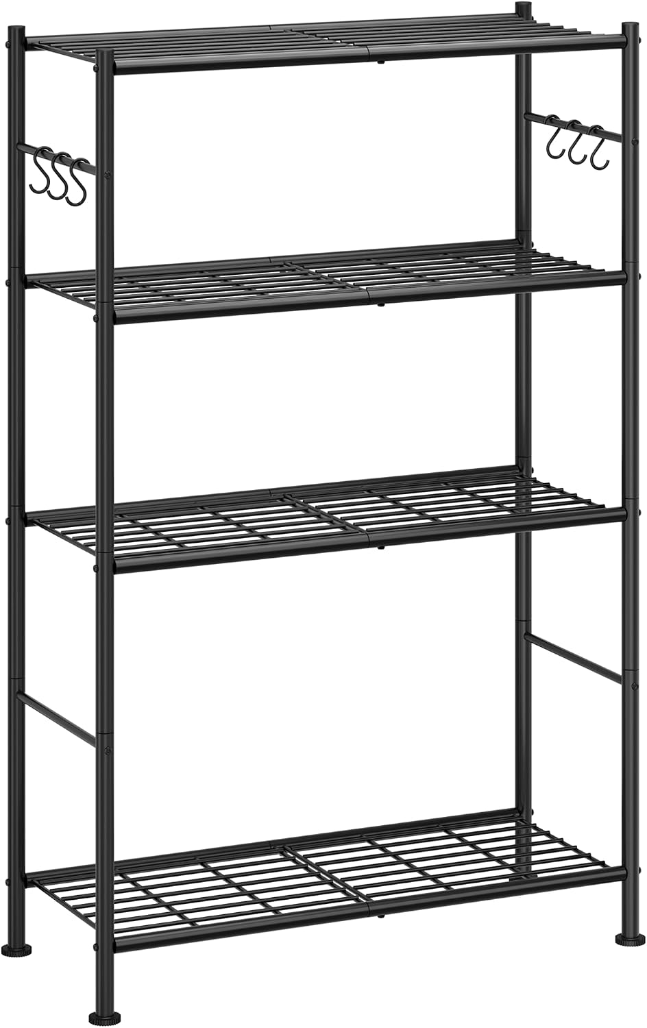 sakugi 4-tier storage shelves with 6 hooks, 33.2", main product view