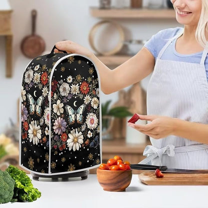 Floral Butterfly Blender Cover Dust Cover Black Insulated Kitchen Appliance - Image 3