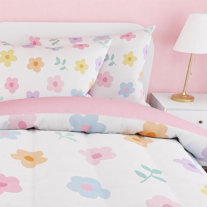 SANDJEST Floral Comforter Set Twin Size 68x86in - Image 4