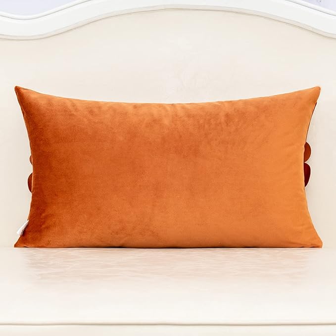 Alerfa 3D Flower Handmade Throw Pillow Cover Decorative Orange Velvet - Image 2