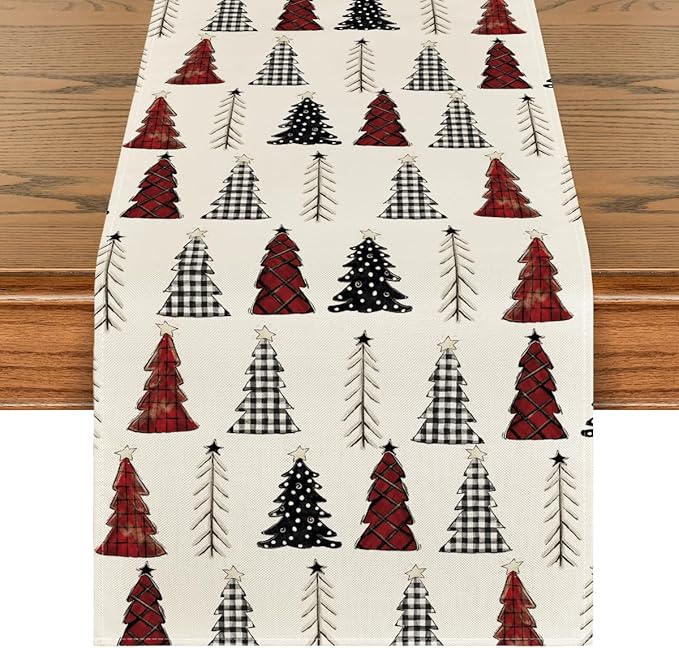 Artoid Mode Xmas Tree Christmas Table Runner, Seasonal Winter Kitchen Dining by ArtoidMode