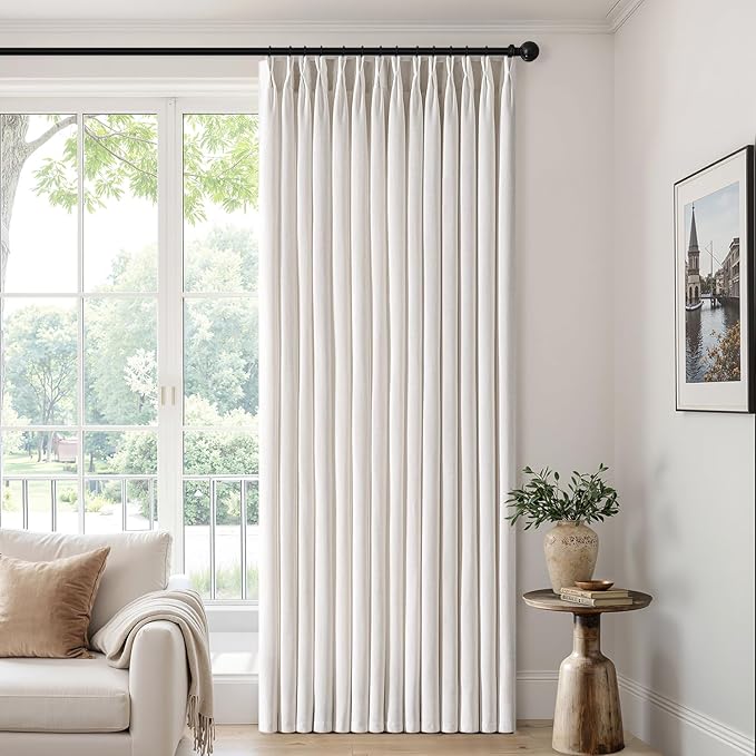MIULEE Pinch Pleated Thick Linen Curtains 84 Inch 4 Panels Set Back Tab Memory - Image 6
