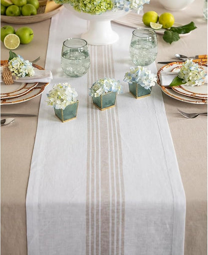 Solino Home Linen Striped Table Runner 108 Inches Long - Image 2
