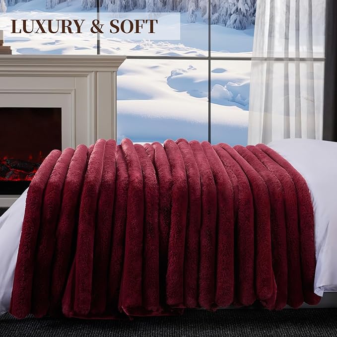 Fluffy Faux Fur Throw Blanket King Size, Thick 1000GSM Soft Cozy Throw Blankets - Image 6