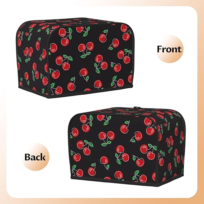 Red Black Cherry 2 Slice Toaster Cover, Waterproof Toaster Dust Cover Bread - Image 4